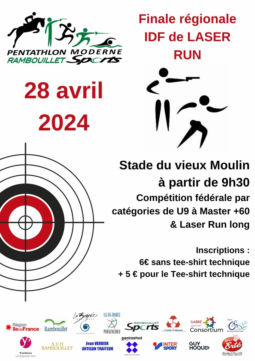 Rambouillet Sports Pentathlon Moderne : Finale IDF de Laser Run le 28 avril 2024 au Stade du Vieux Moulin